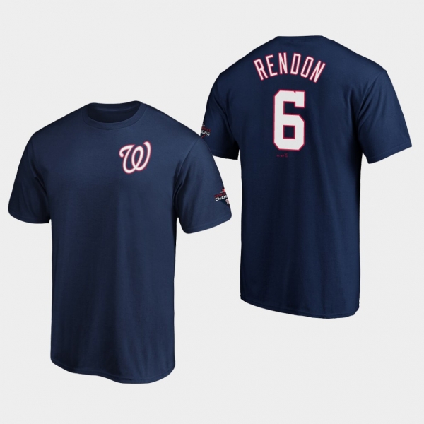 Men's Anthony Rendon #6 Washington Nationals 2019 World Series Champions Name & Number Navy T-Shirt