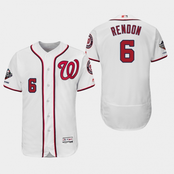 Men's Washington Nationals Anthony Rendon #6 2019 World Series Champions Flex Base Home White Jersey