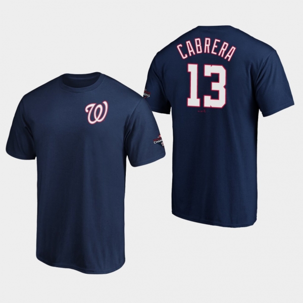 Men's Asdrubal Cabrera #13 Washington Nationals 2019 World Series Champions Name & Number Navy T-Shirt