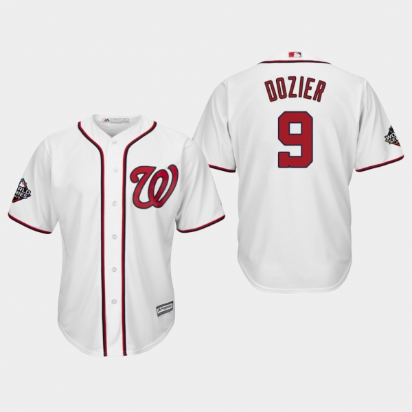 Men's Brian Dozier #9 White 2019 World Series Bound Washington Nationals Cool Base Official Jersey