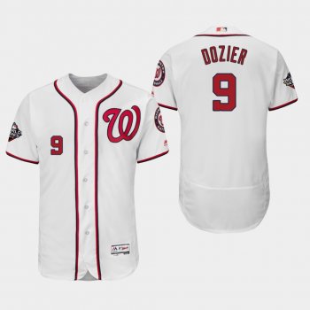 Men's Brian Dozier #9 White 2019 World Series Bound Washington Nationals Flex Base Authentic Jersey