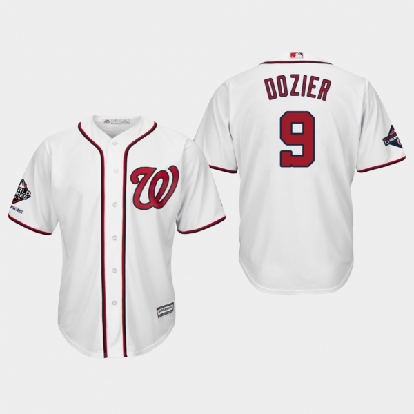 Men's Washington Nationals Brian Dozier #9 2019 World Series Champions Cool Base Home White Jersey