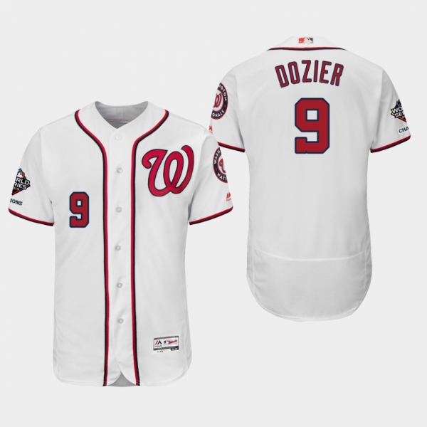 Men's Washington Nationals Brian Dozier #9 2019 World Series Champions Flex Base Home White Jersey