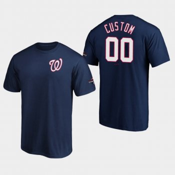 Men's Custom #00 Washington Nationals 2019 World Series Champions Name & Number Navy T-Shirt