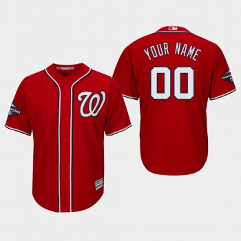 Men's Washington Nationals Custom #00 2019 World Series Champions Cool Base Alternate Red Jersey