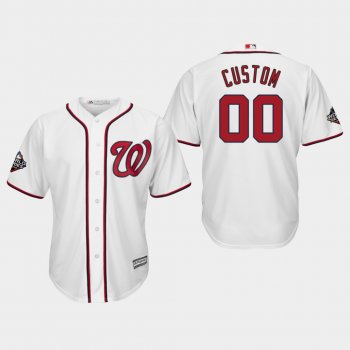 Men's Custom #00 White 2019 World Series Bound Washington Nationals Cool Base Official Jersey