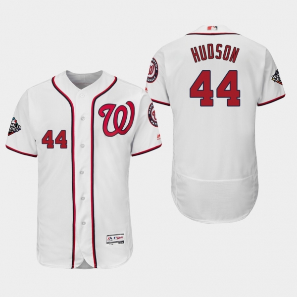 Men's Daniel Hudson #44 White 2019 World Series Bound Washington Nationals Flex Base Authentic Jersey