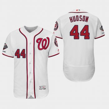 Men's Washington Nationals Daniel Hudson #44 2019 World Series Champions Flex Base Home White Jersey