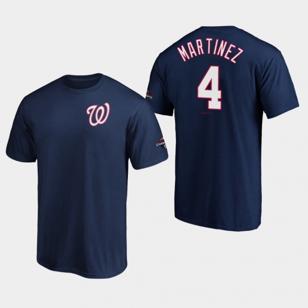 Men's Dave Martinez #4 Washington Nationals 2019 World Series Champions Name & Number Navy T-Shirt