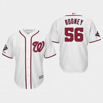 Men's Washington Nationals Fernando Rodney #56 2019 World Series Champions Cool Base Home White Jersey