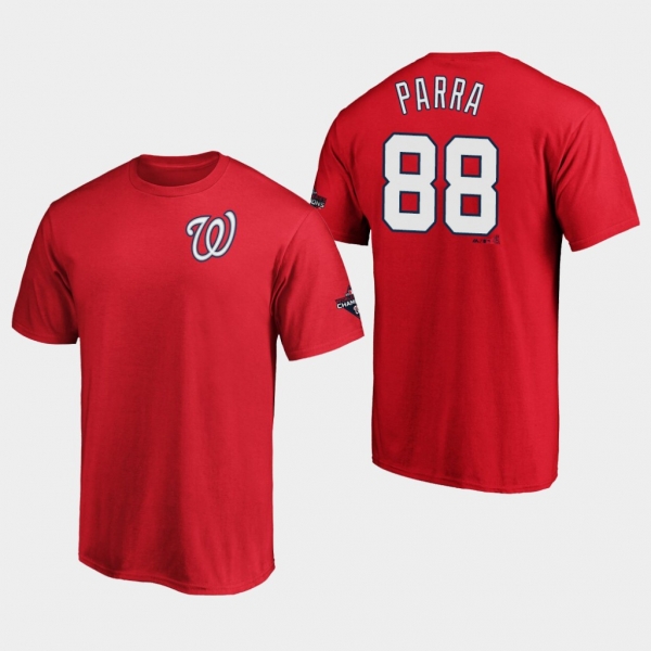 Men's Gerardo Parra #88 Washington Nationals 2019 World Series Champions Name & Number Red T-Shirt