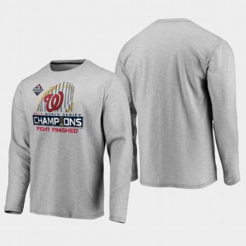 Men's Gray Washington Nationals 2019 World Series Champions Locker Room Space Dye Long Sleeve T-Shirt