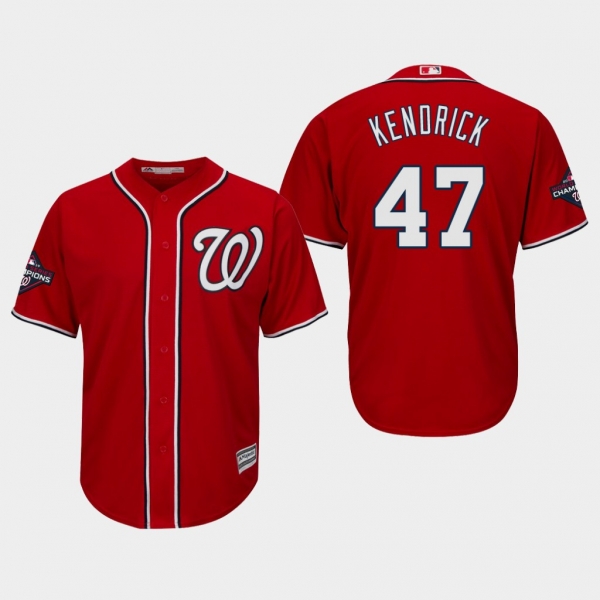 Men's Washington Nationals Howie Kendrick #47 2019 World Series Champions Cool Base Alternate Red Jersey