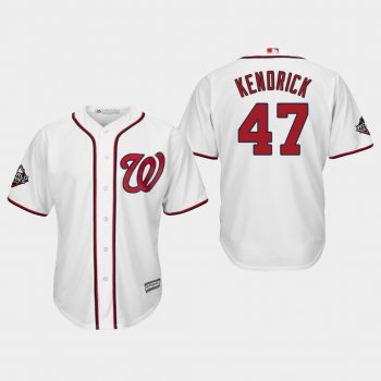 Men's Howie Kendrick #47 White 2019 World Series Bound Washington Nationals Cool Base Official Jersey