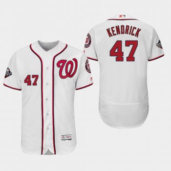 Men's Howie Kendrick #47 White 2019 World Series Bound Washington Nationals Flex Base Authentic Jersey