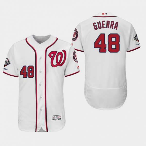 Men's Washington Nationals Javy Guerra #48 2019 World Series Champions Flex Base Home White Jersey