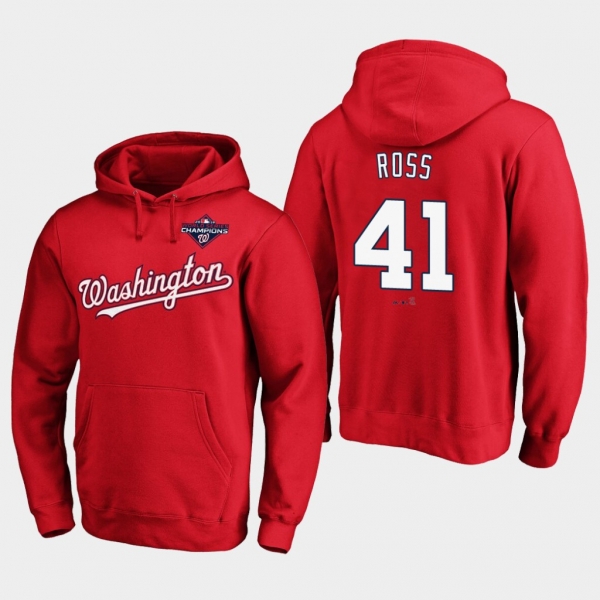 Men's Joe Ross #41 Red Washington Nationals 2019 World Series Champions Pullover Hoodie