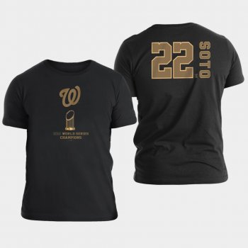 Men's Juan Soto #22 Washington Nationals 2019 World Series Champions Black T-Shirt