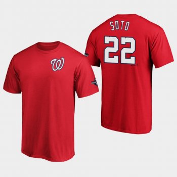 Men's Juan Soto #22 Washington Nationals 2019 World Series Champions Name & Number Red T-Shirt