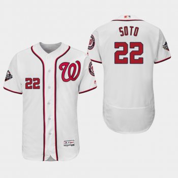 Men's Juan Soto #22 White 2019 World Series Bound Washington Nationals Flex Base Authentic Jersey