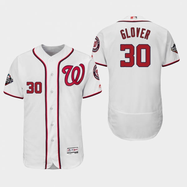 Men's Koda Glover #30 White 2019 World Series Bound Washington Nationals Flex Base Authentic Jersey