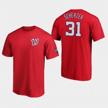 Men's Max Scherzer #31 Red Washington Nationals 2019 World Series Bound Name & Number T-Shirt