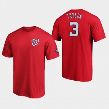 Men's Michael A. Taylor #3 Red Washington Nationals 2019 World Series Bound Name & Number T-Shirt