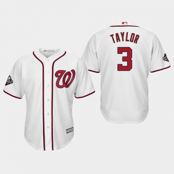 Men's Michael A. Taylor #3 White 2019 World Series Bound Washington Nationals Cool Base Official Jersey