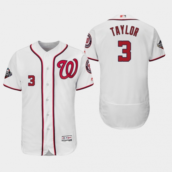 Men's Michael A. Taylor #3 White 2019 World Series Bound Washington Nationals Flex Base Authentic Jersey