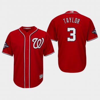 Men's Washington Nationals Michael Taylor #3 2019 World Series Champions Cool Base Alternate Red Jersey