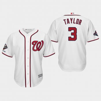 Men's Washington Nationals Michael Taylor #3 2019 World Series Champions Cool Base Home White Jersey