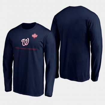 Men's Navy Washington Nationals 2019 World Series Champions Rally Cap Long Sleeve T-Shirt