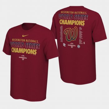 Men's Red Washington Nationals 2019 World Series Champions Celebration Roster T-Shirt