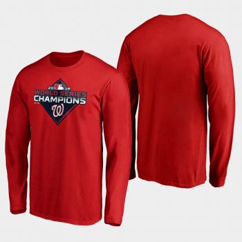 Men's Red Washington Nationals 2019 World Series Champions Logo Long Sleeve T-Shirt