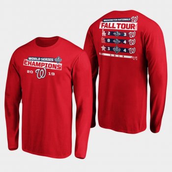 Men's Red Washington Nationals 2019 World Series Champions Milestone Schedule Long Sleeve T-Shirt