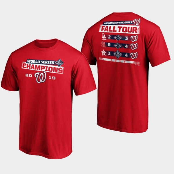 Men's Red Washington Nationals 2019 World Series Champions Milestone Schedule T-Shirt