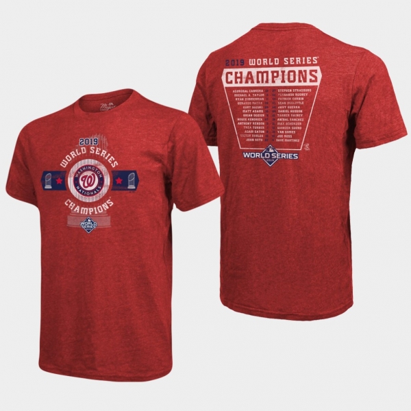 Men's Red Washington Nationals 2019 World Series Champions Roster T-Shirt