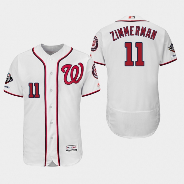 Men's Washington Nationals Ryan Zimmerman #11 2019 World Series Champions Flex Base Home White Jersey