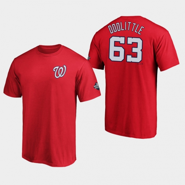 Men's Sean Doolittle #63 Red Washington Nationals 2019 World Series Bound Name & Number T-Shirt