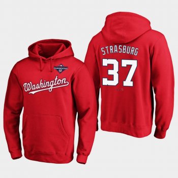 Men's Stephen Strasburg #37 Red Washington Nationals 2019 World Series Champions Pullover Hoodie