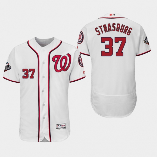 Men's Stephen Strasburg #37 White 2019 World Series Bound Washington Nationals Flex Base Authentic Jersey