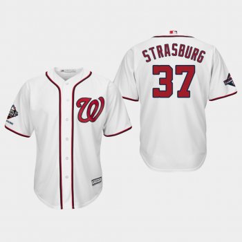 Men's Washington Nationals Stephen Strasburg #37 2019 World Series Champions Cool Base Home White Jersey