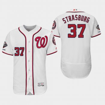 Men's Washington Nationals Stephen Strasburg #37 2019 World Series Champions Flex Base Home White Jersey