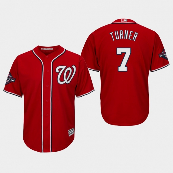 Men's Washington Nationals Trea Turner #7 2019 World Series Champions Cool Base Alternate Red Jersey