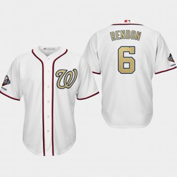 Men's Washington Nationals World Series Champions Anthony Rendon #6 White 2019 Gold Program Cool Base Jersey