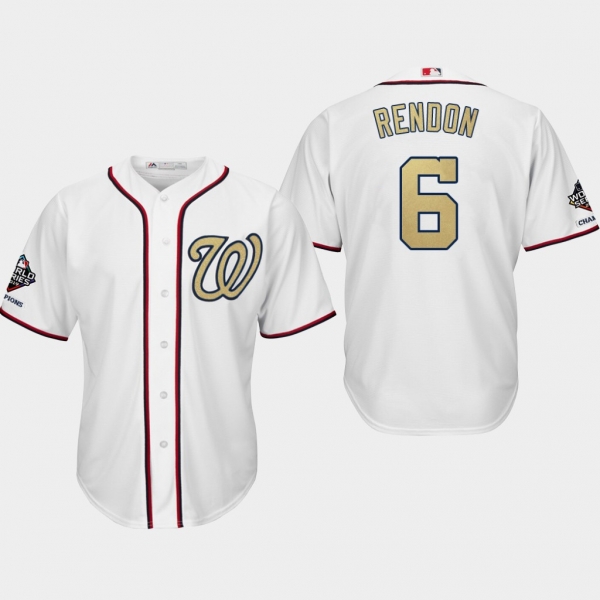 Men's Washington Nationals World Series Champions Anthony Rendon #6 White 2019 Gold Program Cool Base Jersey