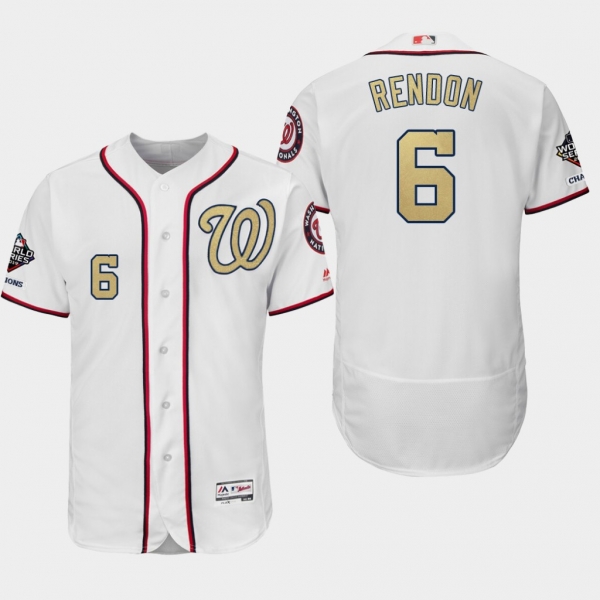 Men's Washington Nationals World Series Champions Anthony Rendon #6 White 2019 Gold Program Flex Base Jersey