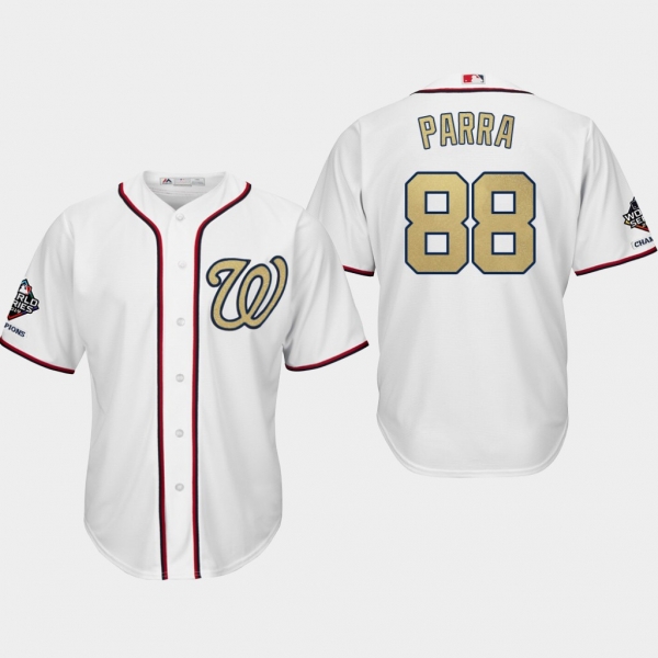 Men's Washington Nationals World Series Champions Gerardo Parra #88 White 2019 Gold Program Cool Base Jersey