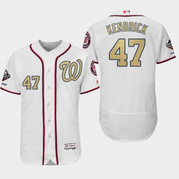 Men's Washington Nationals World Series Champions Howie Kendrick #47 White 2019 Gold Program Flex Base Jersey