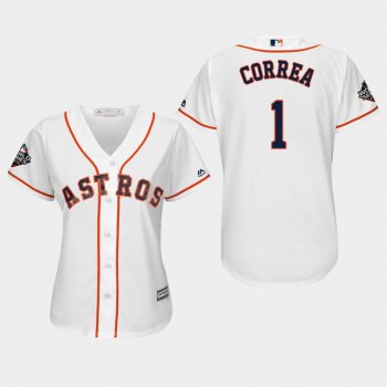 Women's Carlos Correa #1 White 2019 World Series Bound Houston Astros Cool Base Jersey